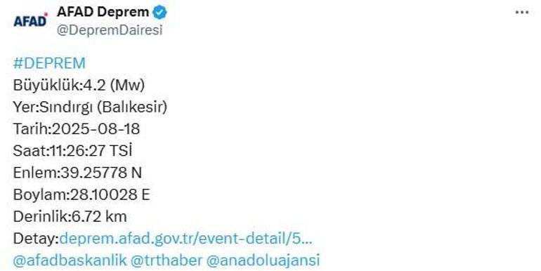 Balıkesirde 4.2 büyüklüğünde deprem Prof. Dr. Pampal: Bölgede olağan dışı bir durum var