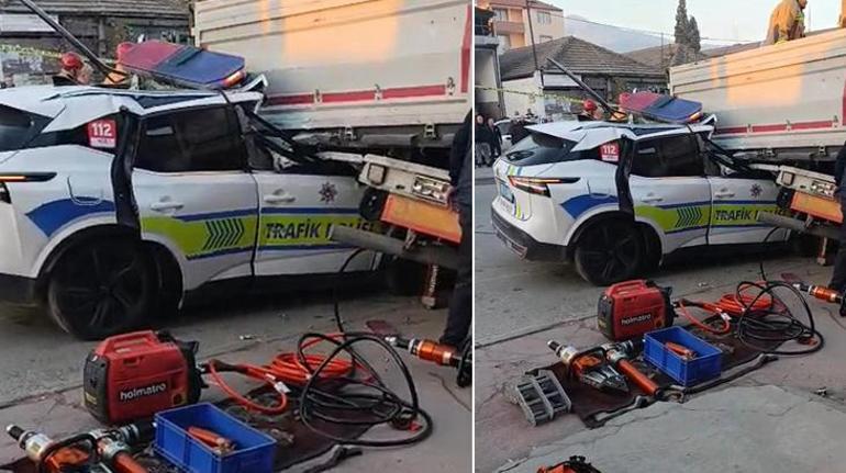 Manisa'da ekip aracı TIR'a çarptı! 1 polis şehit