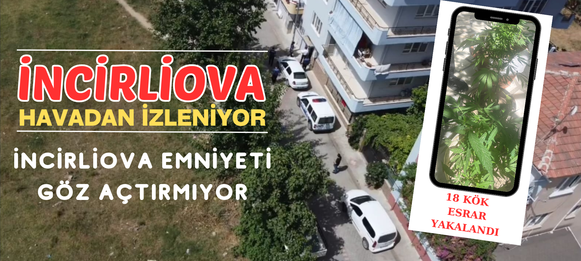 İNCİRLİOVA EMNİYETİ İLÇEYİ HAVADAN İZLİYOR