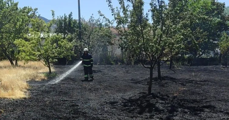 Afyon'da korkutan yangın, alevler otluk alandan yükseldi