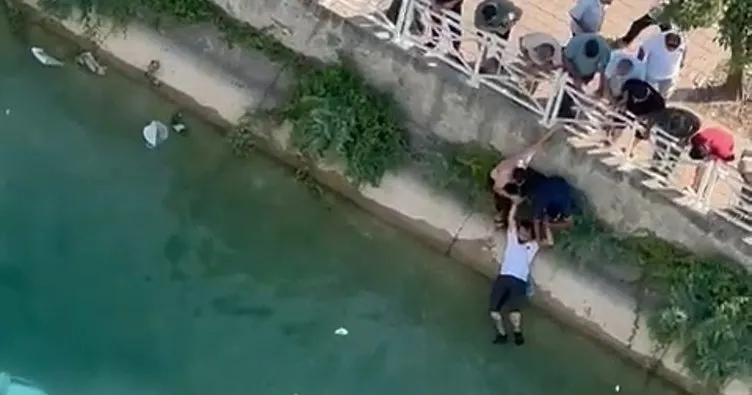 Sulama kanalında can pazarı: Araç kanala düştü! Sürücü son anda kurtarıldı