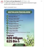 Çiftçilere 826 Milyon TL Tarımsal Destek Ödemesi Yapılacak