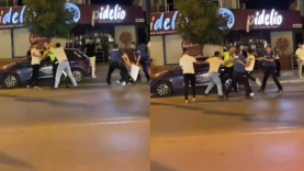 İzmir’in göbeğinde şehir eşkıyaları kendilerine ceza yazan trafik polisine tekme tokat saldırdı!