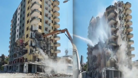 Osmaniye’de bina çöktü, operatör son anda kurtuldu